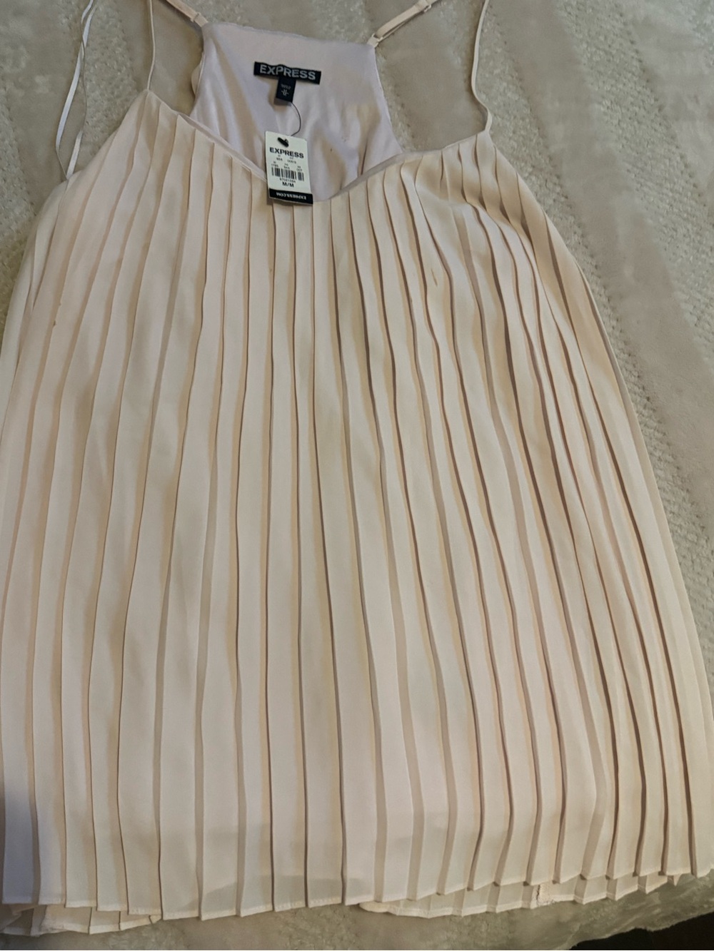 Express Blush Pleated Spaghetti Strap Dress